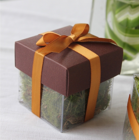 Brown Lid / Antique Gold Top Double Bow